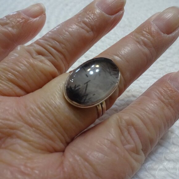 Natural TOURMALINE QUARTZ Handmade Sterling 925 Ring Size 12.5 #786C - Picture 1 of 3